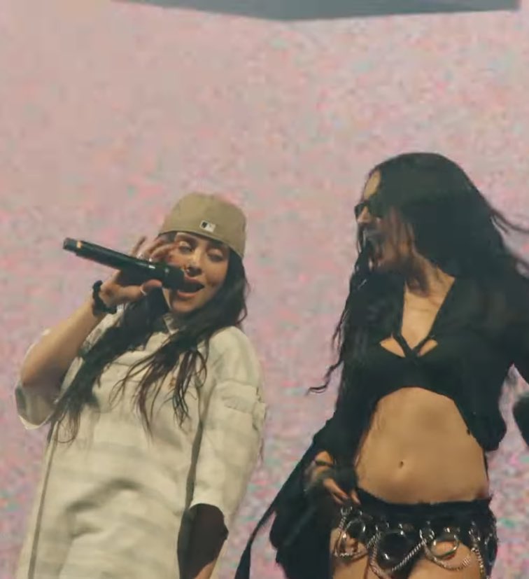 Billie Eilish joins Charli xcx on stage to perform ‘Guess’ at Coachella.