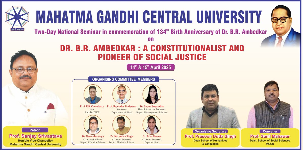Dr. B. R. Ambedkar: A Constitutionalist and Pioneer of Social Justice"
On his 134th birth anniversary, #MGCU pays an academic tribute to Babasaheb’s legacy of justice, equality &amp; constitutional values.
Join us in celebrating his enduring contribution to nation-building.
