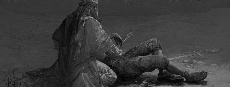 فَذَرَفَتْ عَيْنَاهُ وَ بَڪَى ثُمَّ قَالَ : لَڪِنَّ حَمْزَةَ 
لَا بَوَاڪِيَ لَهُ..