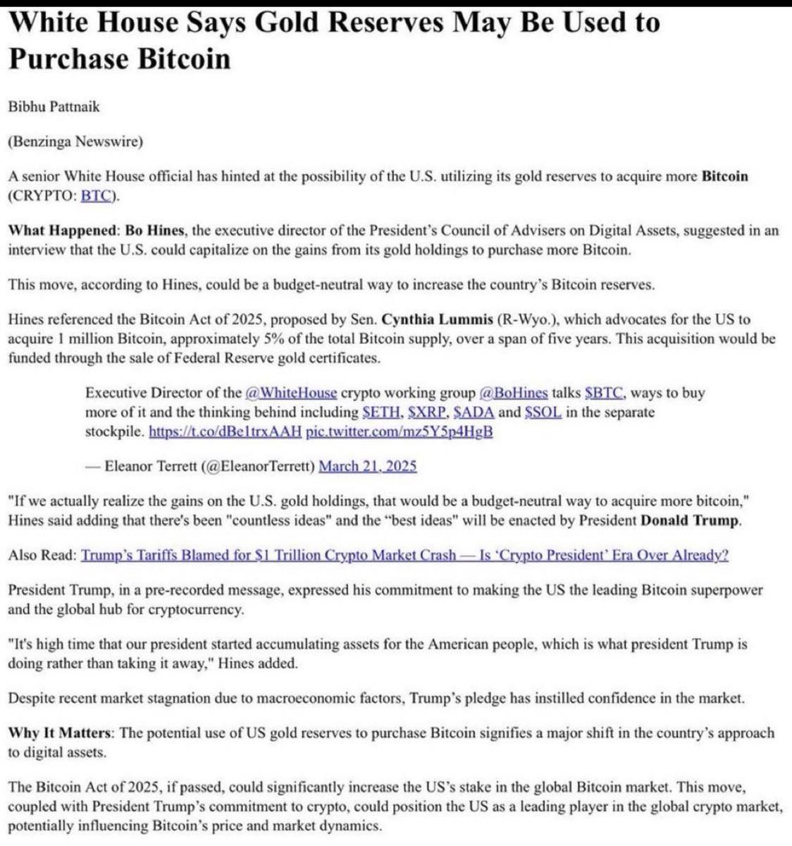 cryptocharts_M's tweet photo. BIG BREAKING 😯🔥
U.S. White House Says Gold Reserves may be used to purchase bitcoin
Read the entire thread: for complete information
#Usbitcoin #Bitcoinstrategicreserve #Reserve #Bitcoinreserve https://t.co/0pruhNyXDH