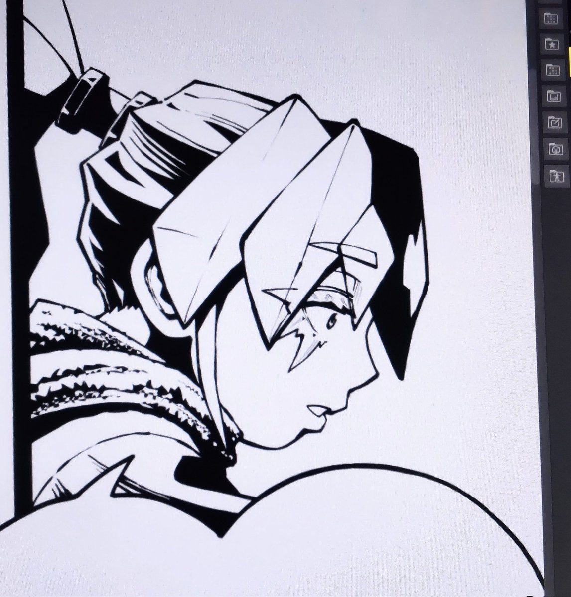 WIP
普段使いのブラシサイズを思い切って太くしてみたら、欲しかったデフォルメ感にかなり近づいた…!
「こうすれば良かった(イメージに近づけた)のか!」って発見が日々ある。
まだまだ奥が深いなぁ!
#漫画制作 #epi02結