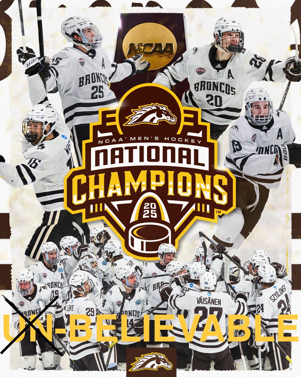 I'm not much of a photo editor but took a stab at this special moment. Having been a part of this department we were often reminded how important it was to #BELIEVE and no one did that better than <a href="/patfersch/">Pat Ferschweiler</a> with his program. Congratulations team and staff! <a href="/WMUHockey/">WMU Hockey</a> <a href="/WMUBroncos/">Western Michigan Broncos 🐎</a>