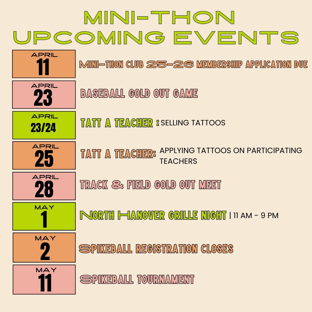 Stay tuned for these upcoming event dates!!! Next up is baseball gold out!