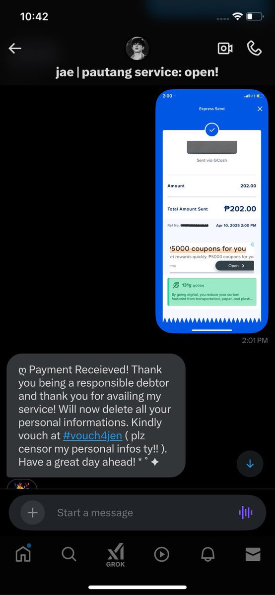 luckyeris's tweet photo. been availing @jaeyunnnsh1 ’s service ever since and had a lot of smooth transaction with them, thank you so much po always #vouch4jen https://t.co/kttiu4gnbQ