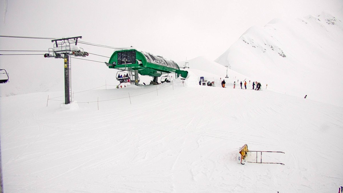 The view today from <a href="/resortalyeska/">Alyeska Resort</a>, which this past week blew past both 600″ and 700″ of snow for the season. See more webcams and snow reports on our app or at onthesnow.com