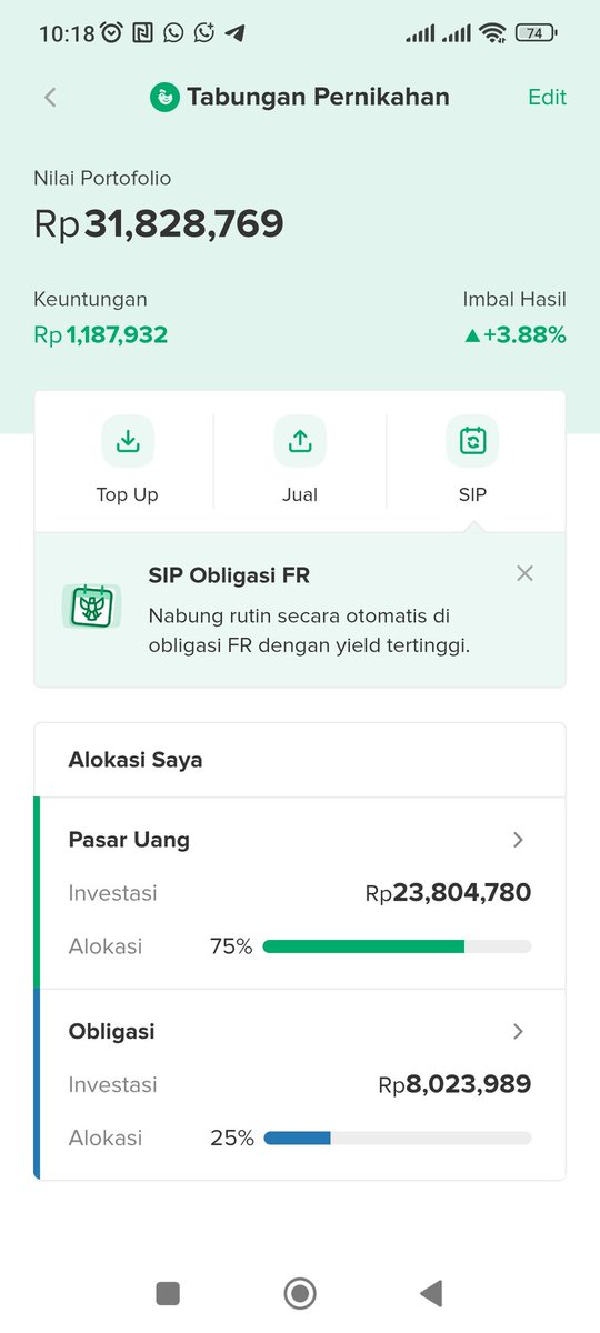glidermellow's tweet photo. @tanyakanrl Alhamdullilah nder, saya diumur 35 tahun dengan konsisten nabung setiap bulan, baru kekumpul segini. Walaupun main saham jg lg minus 50% . Tp pasar uang &amp; obligasi up terus. Walaupun return per hari kecil tp kalo konsisten nabung jadi banyak kok hehehe https://t.co/BXr6sa47hN