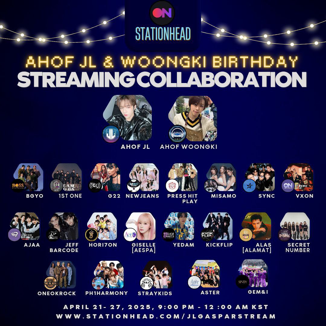Streaming Collaboration alert‼️

We have a grand weeklong streaming collaboration for JL and Woongki's birthday celebration. Happening on April 21-27! 

Save the date and see you all! 

JL 21on21
#CenterJL

#Shining_Star_JL #JL
#WOONGKI #차웅기
#제이엘 <a href="/AHOF_official/">AHOF</a>