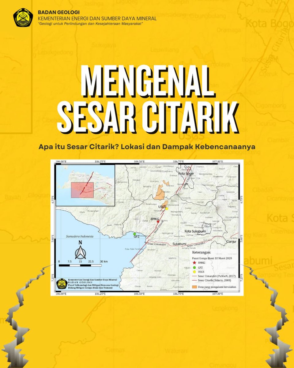 💡Informasi Geologi 💡

Sesar Citarik yang ramai dibicarakan akhir-akhir ini karena letaknya yang berdekatan dengan kejadian gempa bumi di Bogor, tanggal 10 April 2025.
Informasi lengkap mengenai sesar citarik dapat Sobat Geologi simak pada postingan ini ya!