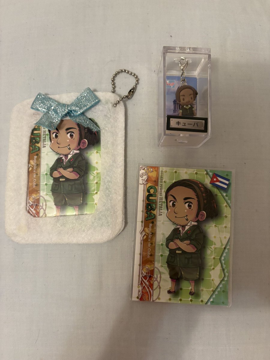 anamstrcmpter's tweet photo. My little collection of cuba stuff (if anyone was interested in seeing) i wish there was more existing merchandise of him :( i love #aphcuba to bits https://t.co/jOVl5iWhD9