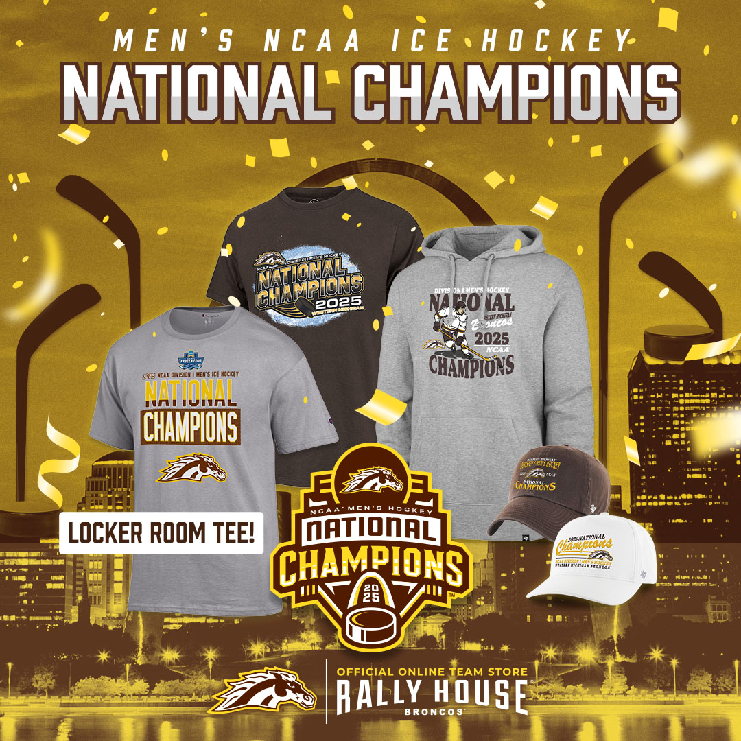 WMUBroncos's tweet photo. Celebrate the @WMUHockey championship and shop the moment! 🏆

➡️https://t.co/zuDostIhFQ https://t.co/9CyzYeA7R5