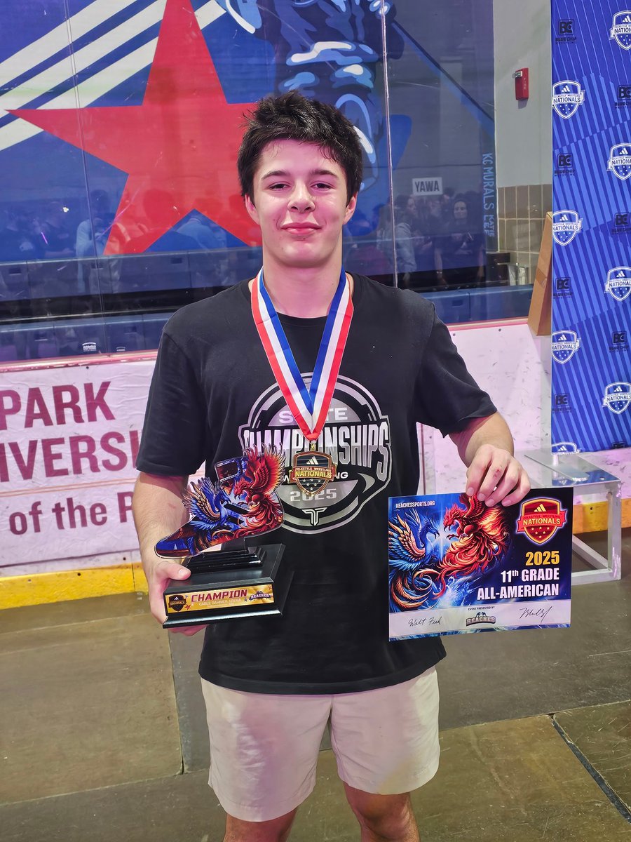 PaceWrestles's tweet photo. Adidas Nationals Champ. Was not satisfied with my result at NHSCA going 3-2 so i decided to do one more Folk style tournament before i start competing in freestyle. And boy was I glad I did this one. Fixed a whole lot and wrestled great. Freestyle state next. https://t.co/L43VWZDpOG