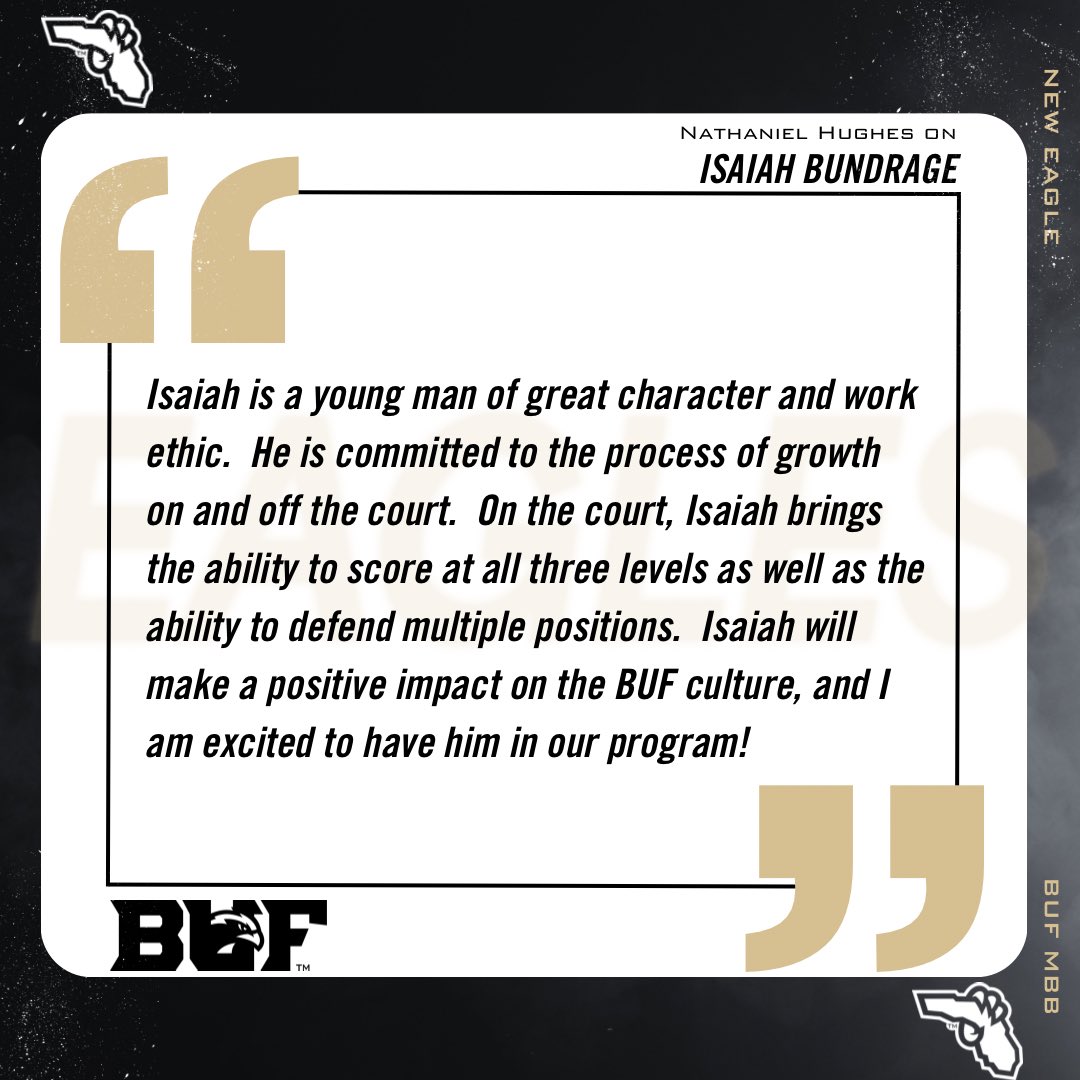 Isaiah Bundrage ➡️ Signed 💯 #BUFHoops #ToTheEnd 🦅