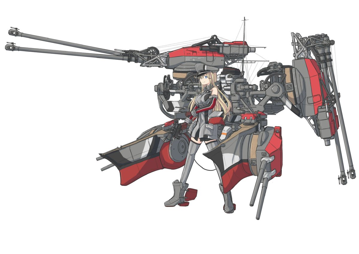 ビスマルク(艦これ) 「 中央のコーンはミラージュっぽいエアインテーク……なんですが完全にGNタケノコで」|八鳥のイラスト