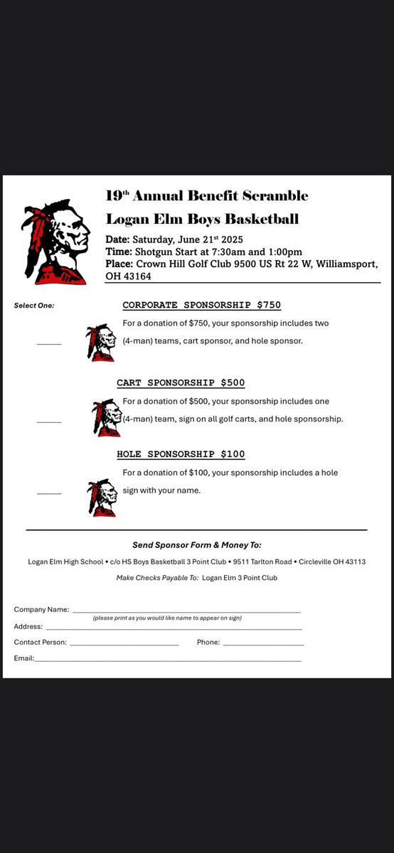 19th Annual Logan Elm Basketball Golf Outing! Always a great time. Please consider supporting our team.