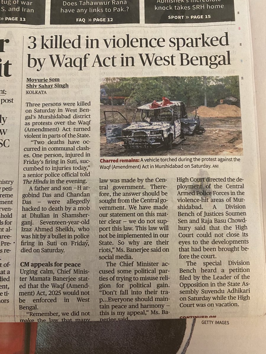 _sabanaqvi's tweet photo. Violent protest against Wakf act only helps those forces that passed the law. The fight back should be in the courts and not the street due to the nature of Indian politics today. https://t.co/kkxI7dwMgf