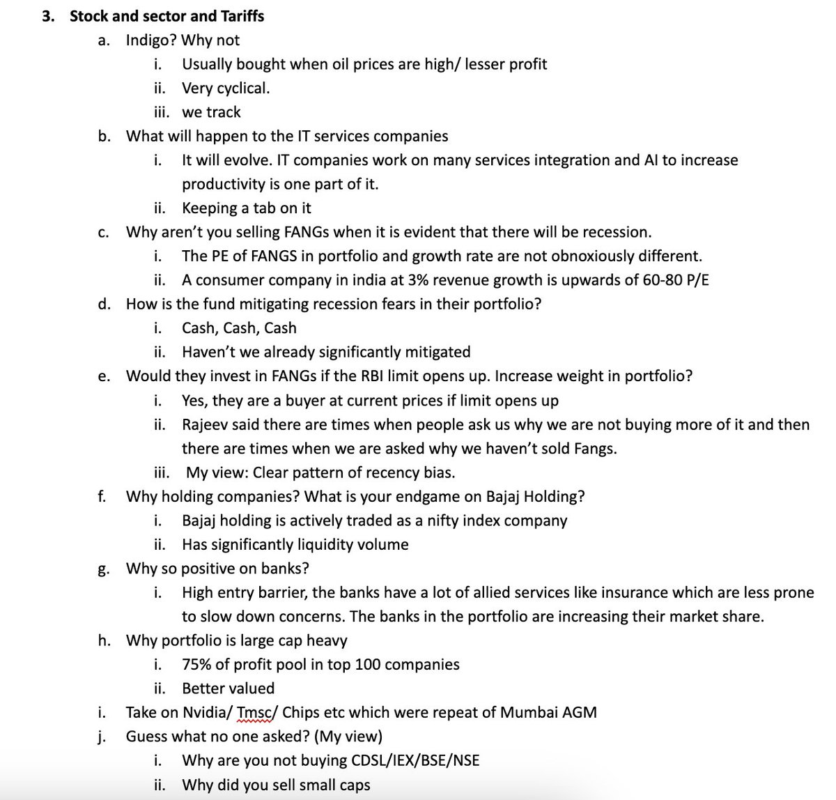 Crazynaval's tweet image. Some notes from yesterday&apos;s Delhi meet of PPFAS. the questions were kind of repeat over the years. notes are from what i remember/recall/gist of it. 

What was heartwarming is fund management team surrounded by folks even after Q&amp;amp;A closure for an hour and all four answered…