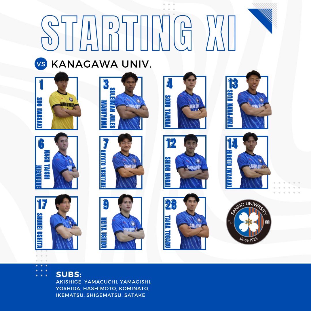 Starting Member GK #岩崎翔 DF #丸山スレイマン寿潤 #田中颯流 #中島
