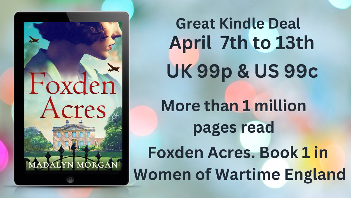 Madalyn Morgan (@actscribblerdj) on Twitter photo Foxden Acres, by Madalyn Morgan <a href="/Stormbooks_co/">Storm Publishing</a>
This Great Kindle Deal must end tonight, at Midnight!
Meet sisters Margot, Claire & Ena in Bess Dudley's heartbreaking love story❤️#WW2 #RAF #landgirls.
#Kindle #KindleUnlimited #paperback #audiobook geni.us/23-pp-two-am Foxden Acres, by Madalyn Morgan <a href="/Stormbooks_co/">Storm Publishing</a>
This Great Kindle Deal must end tonight, at Midnight!
Meet sisters Margot, Claire & Ena in Bess Dudley's heartbreaking love story❤️#WW2 #RAF #landgirls.
#Kindle #KindleUnlimited #paperback #audiobook geni.us/23-pp-two-am
