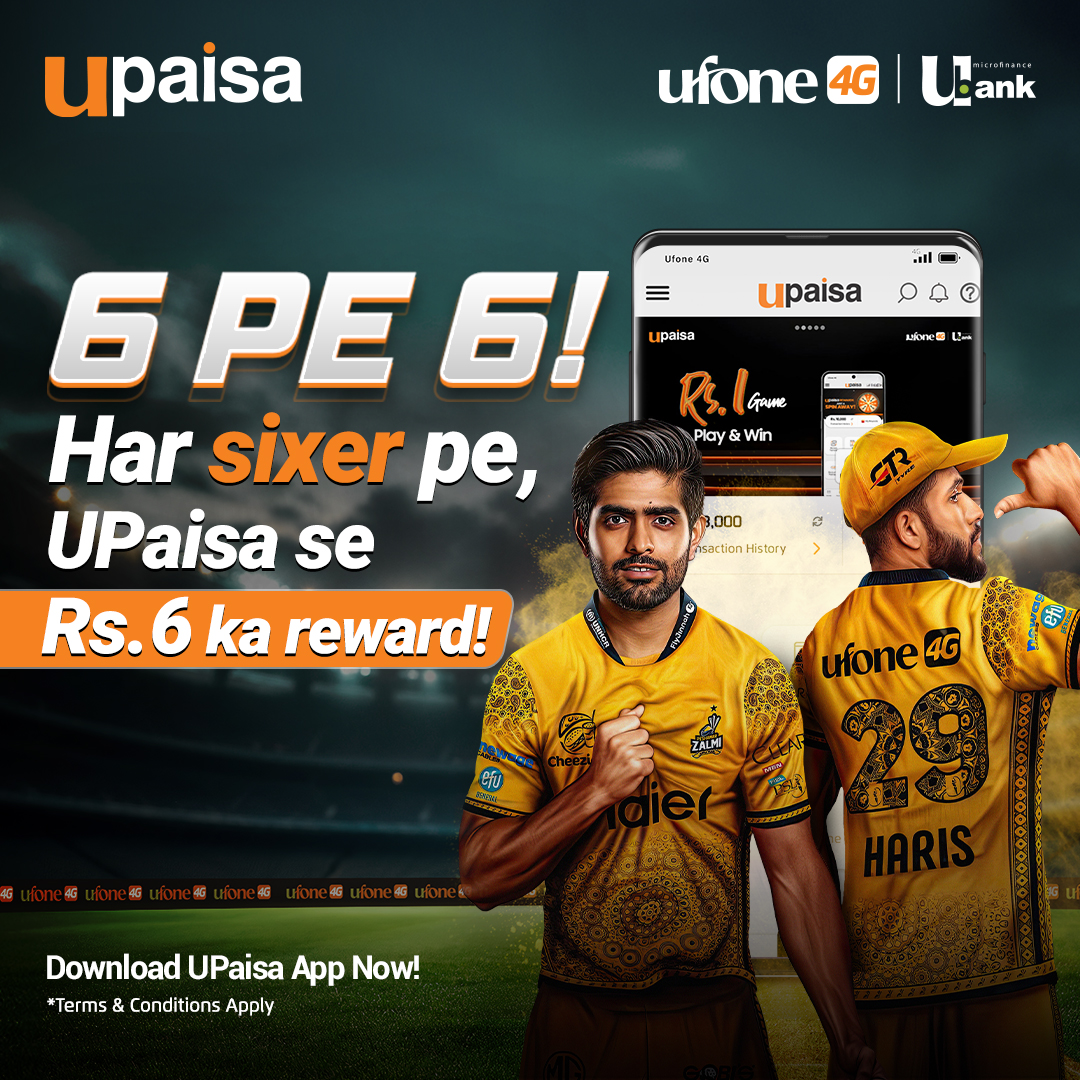 UpaisaOfficial's tweet photo. When the bat swings, the rewards ring! 💥
Collect Rs.6 for every massive hit with UPaisa! 🏏
Download the App Now!
*Terms & Conditions Apply : https://t.co/O2VOuiKhK0
#UPaisa #UBank #Ufone4G #PSL https://t.co/5W9BP37yr3