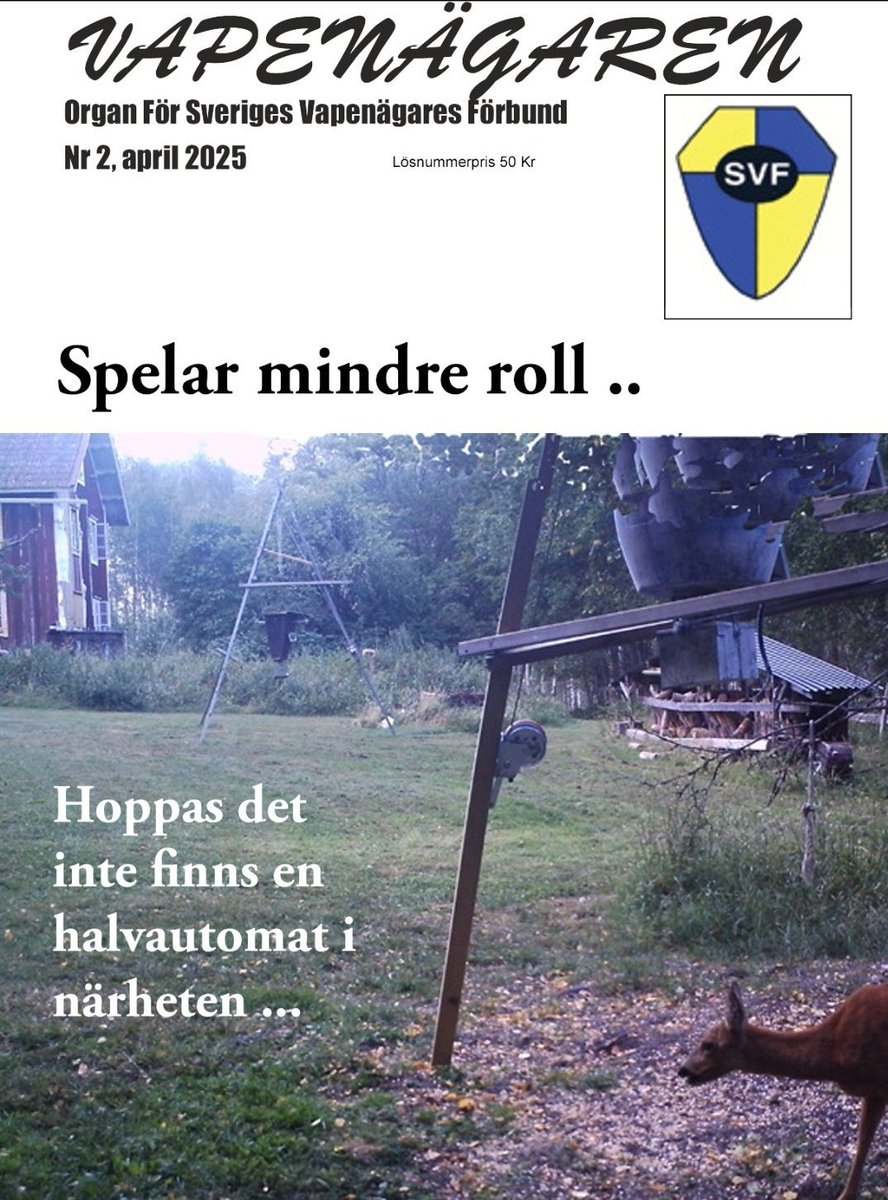 Du är väl medlem i Sveriges Vapenägares Förbund!? En intresseorganisation för vapenägare och en röst mot vansinnet som numera i princip alla politiska partier verkar stå bakom. 

Bli medlem genom att swisha 250 kr/år till 123 221 20 33. <a href="/SVFforbund/">Sveriges Vapenägares Förbund</a>