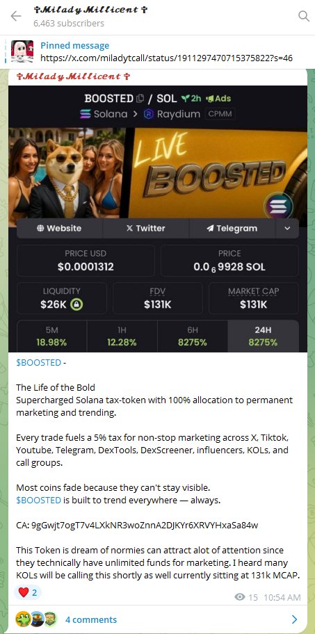 BOOSTED gets featured on Milady Millicent

ca: 9gGwjt7ogT7v4LXkNR3woZnnA2DJKYr6XRVYHxaSa84w

t.me/sprotogemscall…