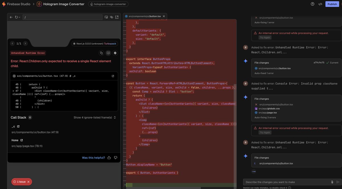 championthread's tweet image. He&apos;s entering in infinite development loop😵‍💫
Too fast for &quot;eye grep&quot; to keep up😵‍💫

#FirebaseStudio