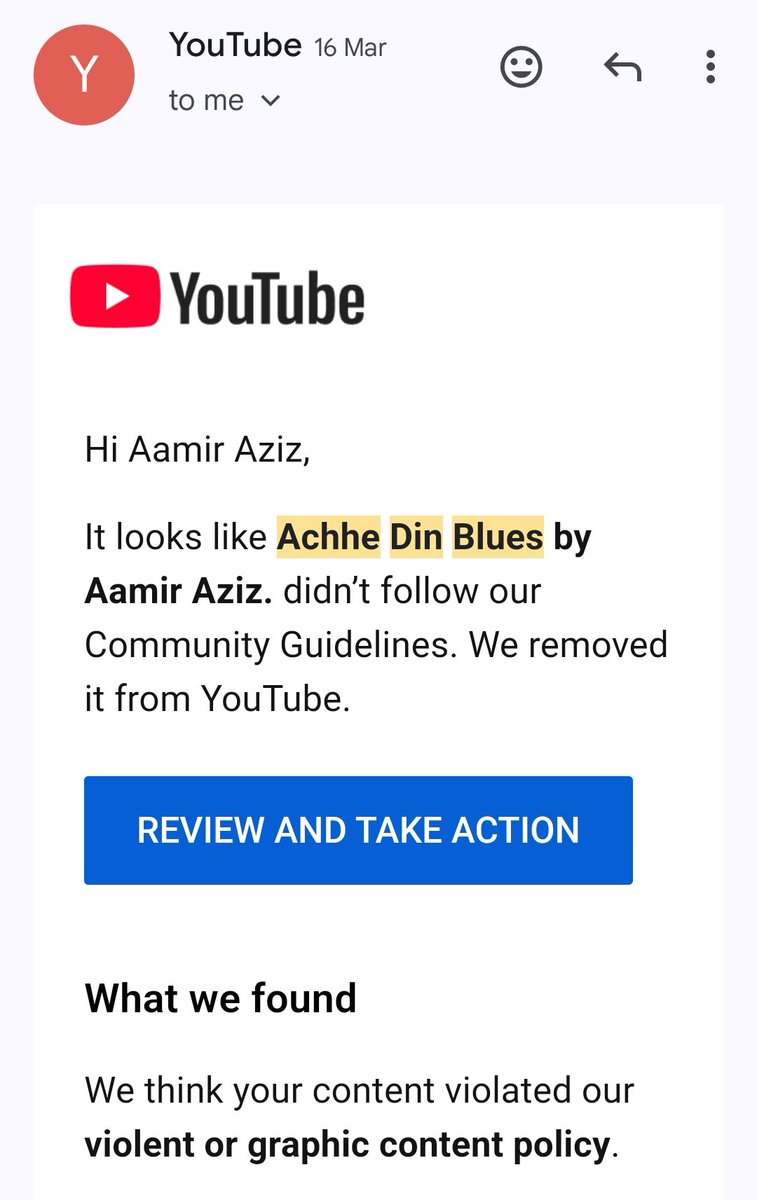 AamirAzizJmi's tweet image. My song "achhe din blues" has been put down from my channel, i requested a review which as well got denied within a few minutes. @youtube @YouTubeIndia kindly look into it and put it back.
m.youtube.com/watch?v=BPJyGE…