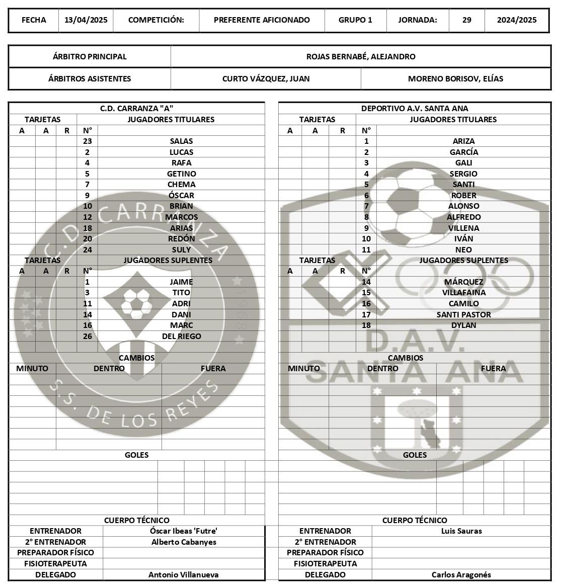dominguezvd's tweet photo. 📋 Alineaciones del @ClubDepCarranza - @dep_av_santaana. https://t.co/A5lEIJwZI7
