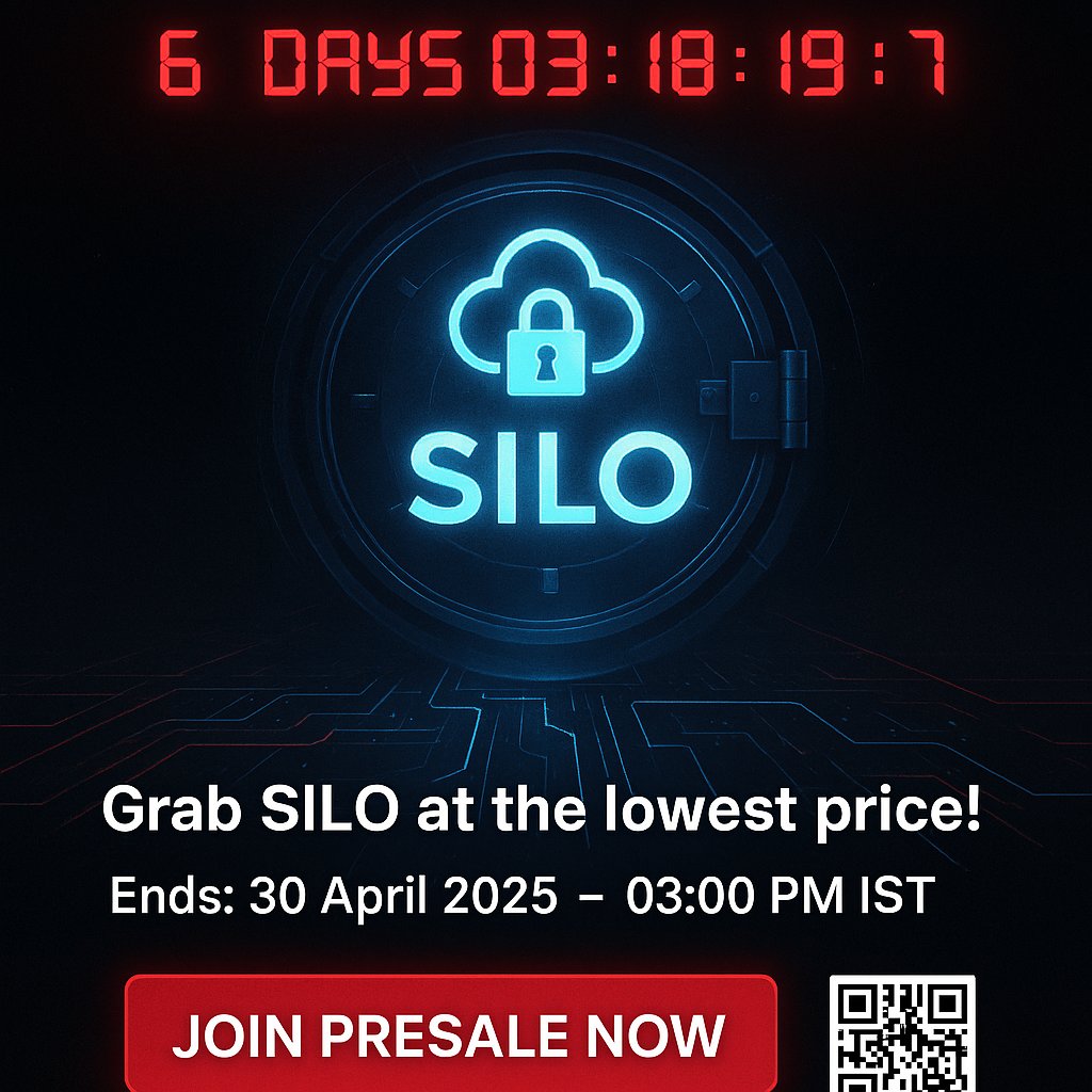 🔥 FINAL CALL: SILO Presale Ending Soon!

The clock is ticking! ⏰

Get in before it's too late — this is your last chance to grab SILO at the lowest price ever!

✅ Ends: 30 April 2025 – 03:00 PM IST
✅ Powered by Larissa Network
✅ Future of Decentralized Storage

Be early. Be