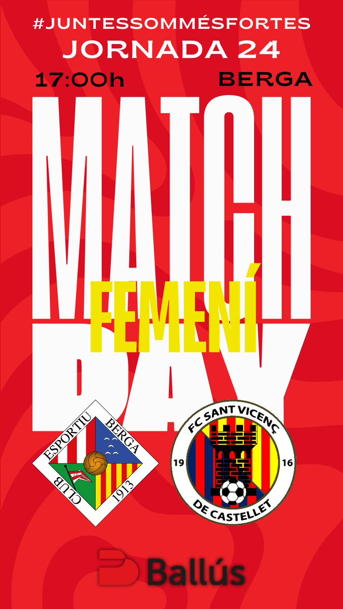 ceberga1913's tweet photo. UN 𝐷𝐼𝐴 DE 𝑷𝑨𝑹𝑻𝑰𝑻! ⚔️⚽
UNA 𝑇𝐴𝑅𝐷𝐴 DE 𝑪𝑨𝑴𝑷𝑰𝑶𝑵𝑨𝑻! 🏆

FEMENÍ 🆚 FC Sant Vicenç 

Som-hi, Berga! 💪🔴⚪

#CEBerga #SomBerga
#FutFem | #2DivFem5
#juntessommésfortes ❤️🤍 https://t.co/SVbqobD9XO