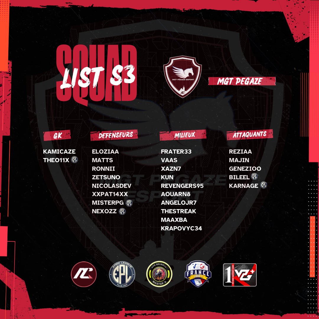 MGT PÉGAZE esport (Actu) (@pgzesport) on Twitter photo #ROSTERS3 #PROCLUB #PGZEVER
➡️ <a href="/VPGFrance_/">VPG France</a> <a href="/SwissVPG/">VPG Switzerland 🇨🇭</a> <a href="/EProLeague11v11/">EPro League</a> <a href="/belgique_vpg/">VPG BELGIQUE 🇧🇪</a>
<a href="/AgentDuCP/">Agent Du Club Pro</a> <a href="/RTduCP/">RT du Club Pro</a> <a href="/_xKun/">Kun</a> #ROSTERS3 #PROCLUB #PGZEVER
➡️ <a href="/VPGFrance_/">VPG France</a> <a href="/SwissVPG/">VPG Switzerland 🇨🇭</a> <a href="/EProLeague11v11/">EPro League</a> <a href="/belgique_vpg/">VPG BELGIQUE 🇧🇪</a>
<a href="/AgentDuCP/">Agent Du Club Pro</a> <a href="/RTduCP/">RT du Club Pro</a> <a href="/_xKun/">Kun</a>