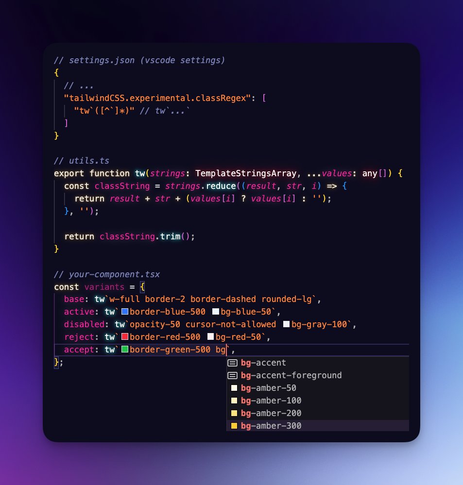 RaviCoding's tweet image. Found out a nice way to have @tailwindcss IntelliSense anywhere in the code.