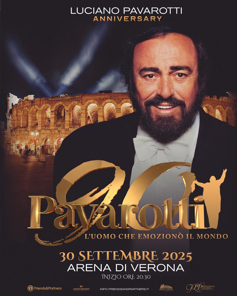 Andrea Bocelli (@andreabocelli) on Twitter photo Pavarotti 90 - L’uomo che emozionò il mondo
30 settembre 2025
Arena di Verona 
biglietti disponibili: ticketone.it/artist/pavarot…
With the extraordinary voices of:
José Carreras, Placido Domingo, Andrea Bocelli,
Yusif Eyvazov, Francesco Meli, Vittorio Grigolo and more! Pavarotti 90 - L’uomo che emozionò il mondo
30 settembre 2025
Arena di Verona 
biglietti disponibili: ticketone.it/artist/pavarot…
With the extraordinary voices of:
José Carreras, Placido Domingo, Andrea Bocelli,
Yusif Eyvazov, Francesco Meli, Vittorio Grigolo and more!