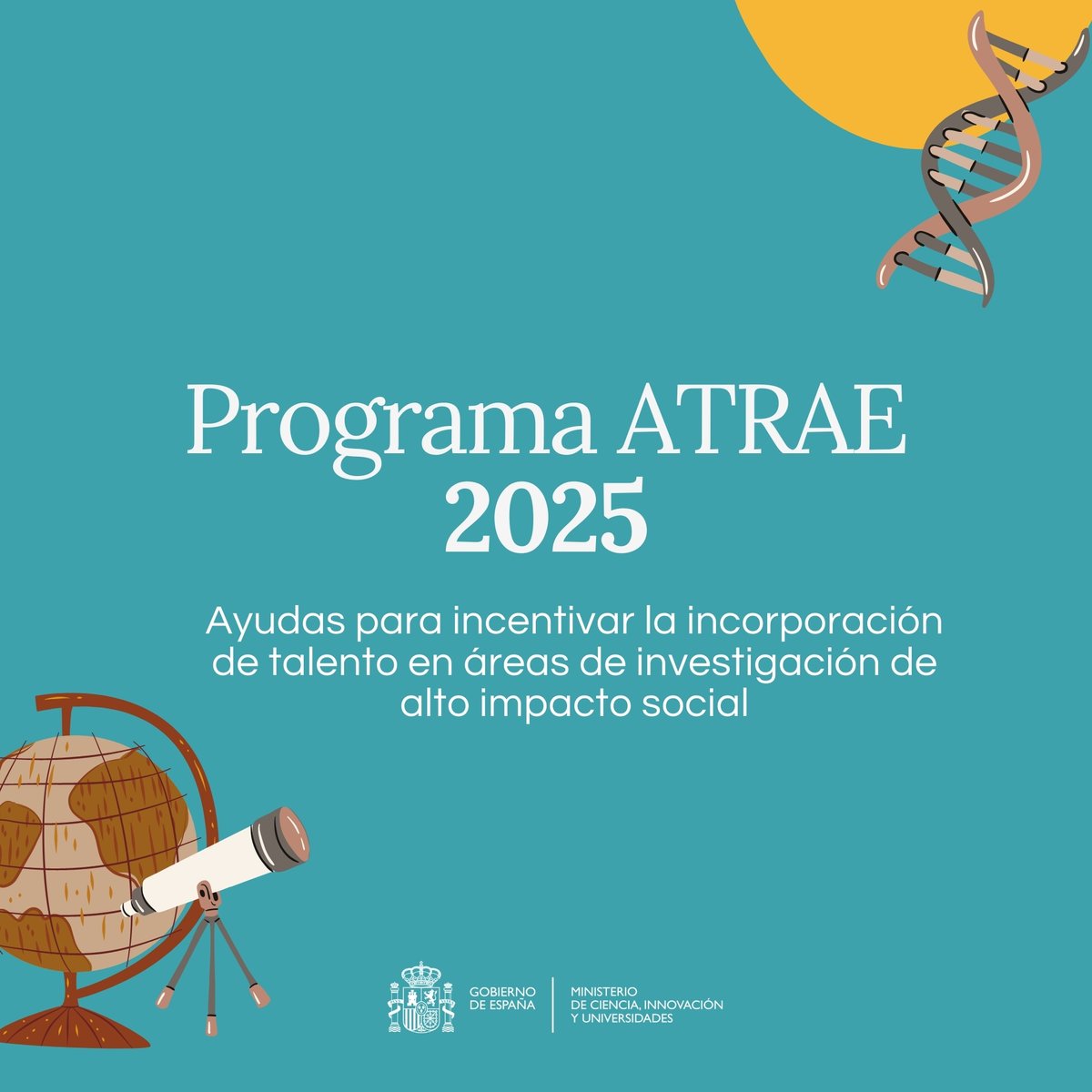 ✅ El Gobierno ha aprobado una nueva convocatoria de #ATRAE para impulsar la incorporación de talento en áreas de investigación de alto impacto social.
 
✅Invertirá 135 M€ en los próximos 3 años para atraer a España a científicos/as líderes internacionales.
 
Más detalles 🧵👇