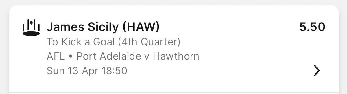 PrecisionPunt's tweet photo. Think this is worth a dabble at great odds. 

TAB

#AFLPowerHawks #GatherRound #AFL https://t.co/KJKLjfe150