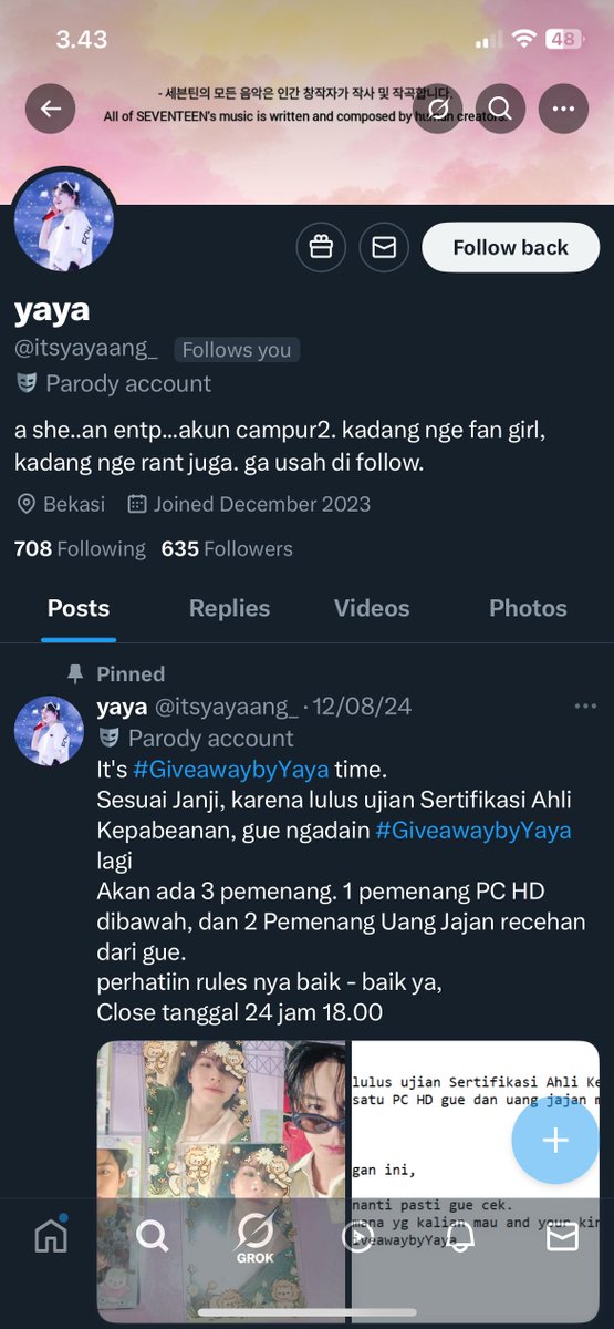 sharingyu_GO's tweet photo. ⚠️ POTENTIAL HNR Rp 2.122.000 
— help rt
atas nama nindiya anggraeni
akun x @/itsyayaang_ 

details di thread https://t.co/ZSsNW3vurk