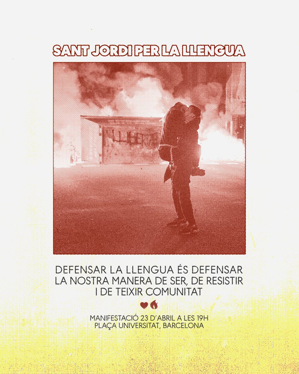 defensar la llengua és defensar la nostra manera de ser, de resistir i de teixir comunitat ✊🌹🔥🖤
.
#santjordiperlallengua 
#santjordi2025