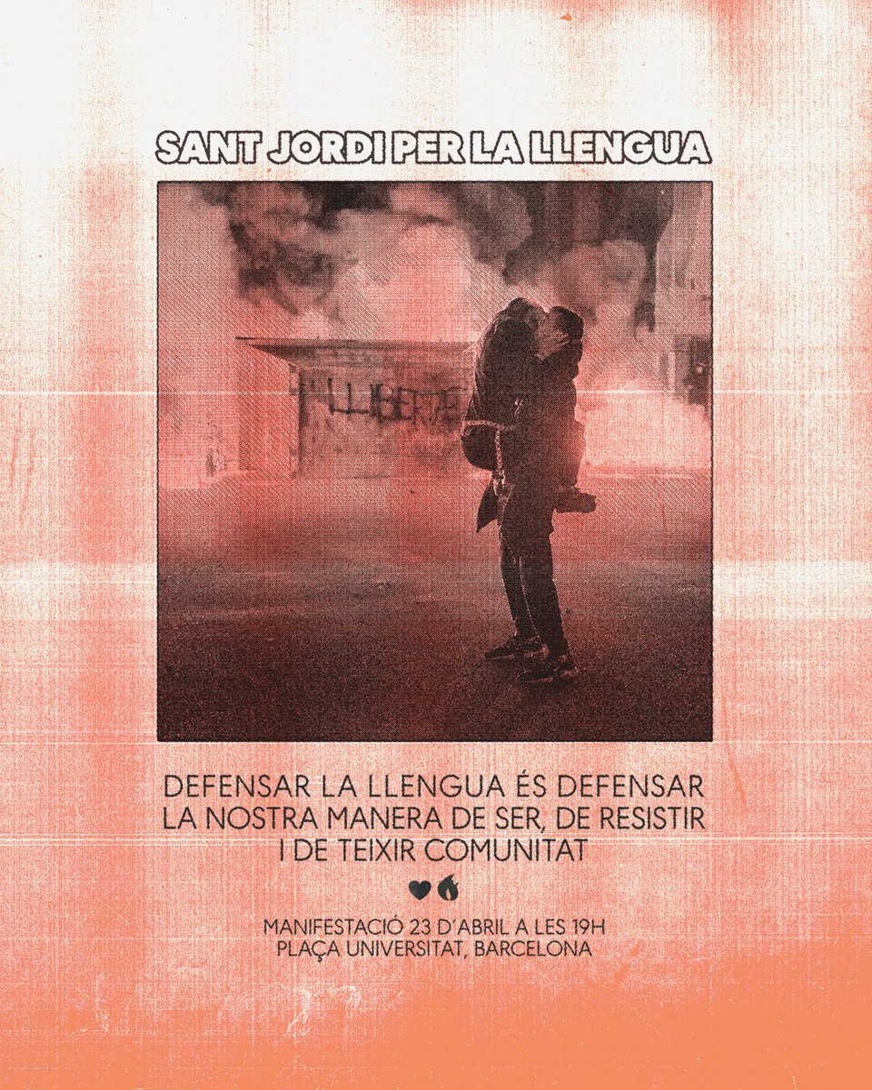 undesgraciat's tweet photo. defensar la llengua és defensar la nostra manera de ser, de resistir i de teixir comunitat ✊🌹🔥🖤
.
#santjordiperlallengua 
#santjordi2025 https://t.co/Ifv7eymdua