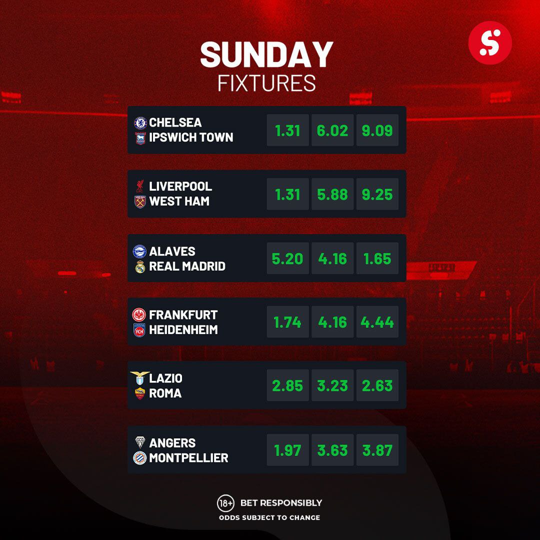 SportyBetNG's tweet photo. This Sunday is blessed with these amazing clashes from different leagues. 😍⚽️🏆

It's up to you to place a bet on your favorite teams and win today. 🤑💰

Place your bet via the SportyBet App or visit https://t.co/sgD8najy1X

#Sundayfixtures https://t.co/ZZTRHabHIj