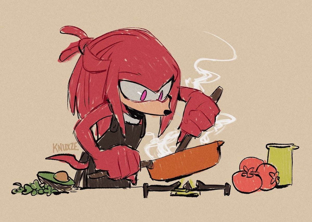 Saw Chef Knuckles and couldn’t help myself, I had to redraw it! 🥺💖 I just know he makes the best vegan food. #SonicTheHedgehog #KnucklesTheEchidna #sonicfanart