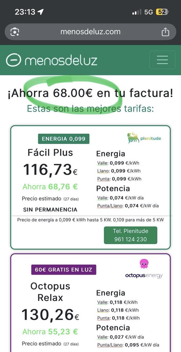 menosdeluz's tweet photo. 🔥💰¡Vamos a encontrar el mayor ahorro en una factura de luz! Primera comparativa, 68€ al mes, 816€ ahorrados al año con una llamada 🥹
Probar a ver en https://t.co/GuQnRUqnyZ
#Ahorro #luz #dinero https://t.co/YoiijvvKrK