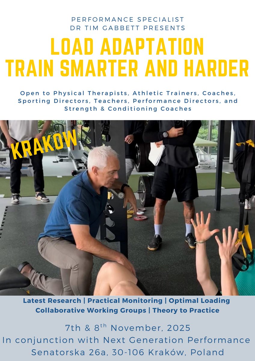 Tim Gabbett (@timgabbett) on Twitter photo 3 BIG workshops coming to Europe in 2025!
#Slovakia #Cyprus #Poland
#trainsmarterandharder 
gabbettperformance.com.au/upcoming-works… 3 BIG workshops coming to Europe in 2025!
#Slovakia #Cyprus #Poland
#trainsmarterandharder 
gabbettperformance.com.au/upcoming-works…