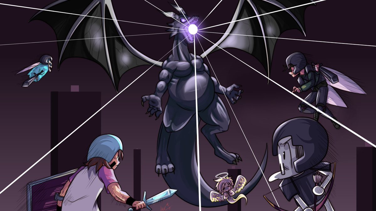 SammyMTZ0's tweet photo. Beating the Ender Dragon with friends!

@CastellResma @MaChaPus1 @Chiru_pun_ @Naviel_21 
#fanart #Minecraft https://t.co/OppKPwPYMy