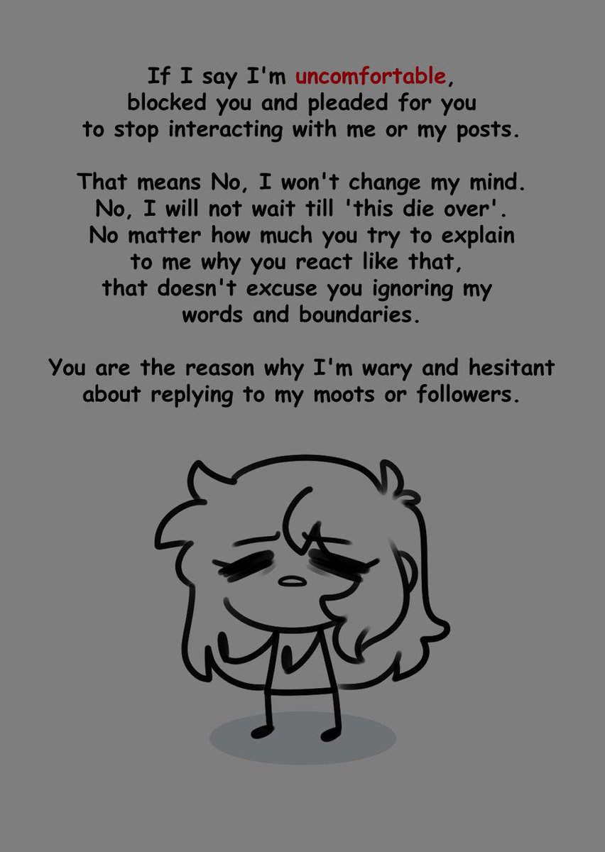 Lazyartistzz's tweet photo. Be mindful of how you interact with people and respect boundaries please. 

Coming from a person who has a backbone of a cooked noodle. This is not okay. Just stop. https://t.co/z9GeA0aaDy