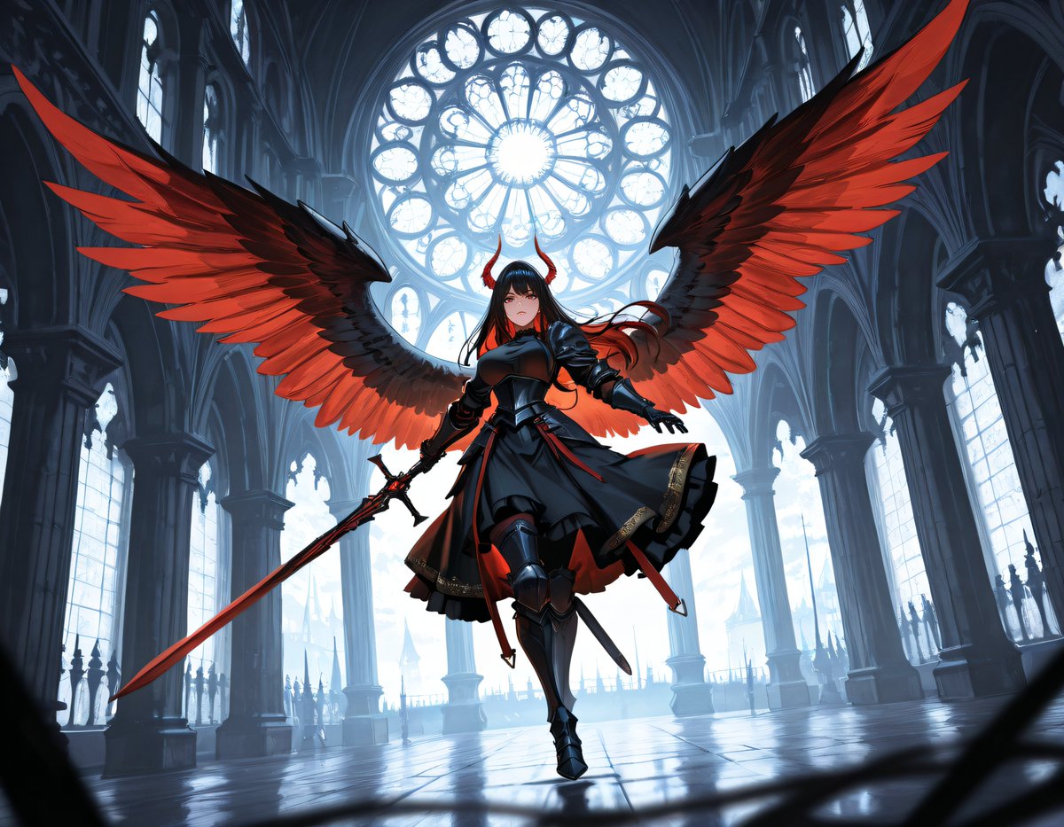 seliseliselia's tweet image. 魔王の娘「あなたね? 父様の和平の意を邪魔するのは!」
潜入していた魔王の娘が 人間の王族の異変に気付き、変身を解いて現れた
#AIイラスト #StableDiffusionWebUIForge #Illustrious 
#魔王の娘 #ファンタジー #幻想