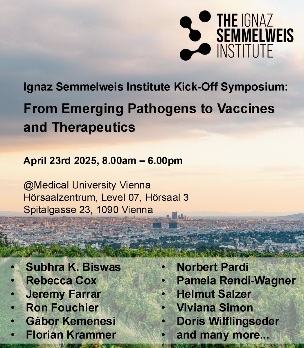 On April 23rd the Ignaz Semmelweis Institute will kick-off with a scientific symposium. We are super excited about the program. Come and join! 

Register here: meduniwien.ac.at/web/en/ueber-u…