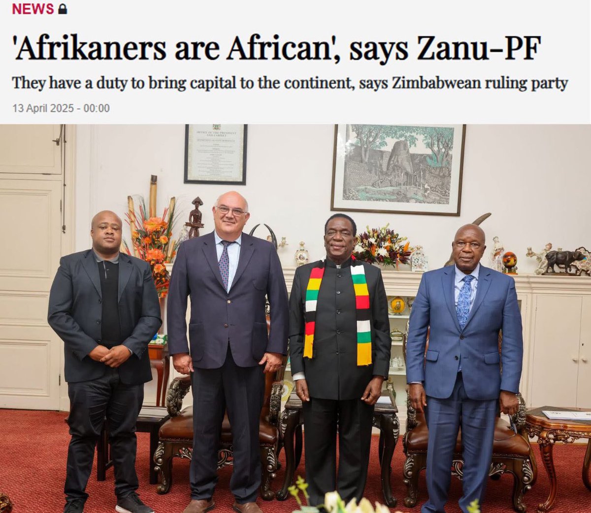 SolidariDirk's tweet photo. Vreemde tye. Selfs Zanu-PF erken Afrikaners se rol in Afrika. https://t.co/qwww4FkiQ5