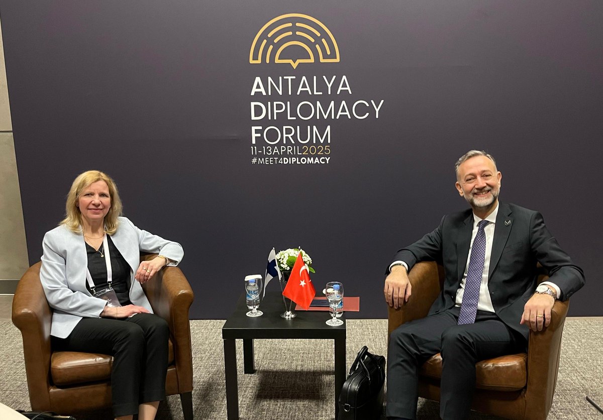 Deputy Minister Ambassador Levent Gümrükçü met with Outi Holopainen, Under-Secretary for Foreign Affairs and Security Policy of Finland, on the margins of the IV. Antalya Diplomacy Forum and discussed current developments on European security, particularly in the OSCE.