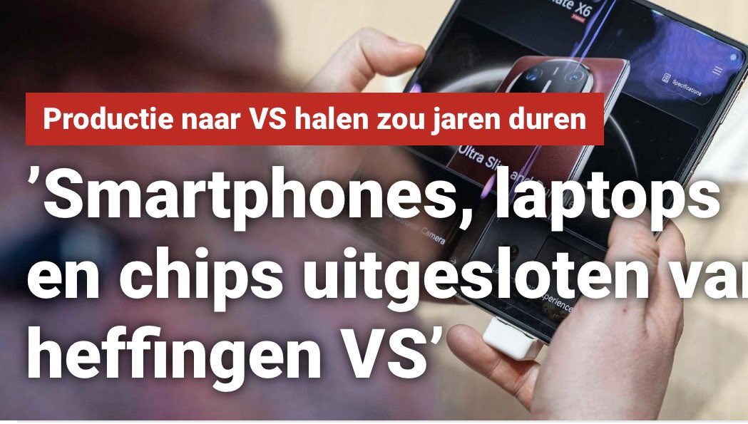 Dus Apple (en andere Trump sponsors) worden vrijgesteld van heffingen door Donald. En andere import niet. Dat zal toch wel een relletje worden onder importeurs daar, lijkt me zo…