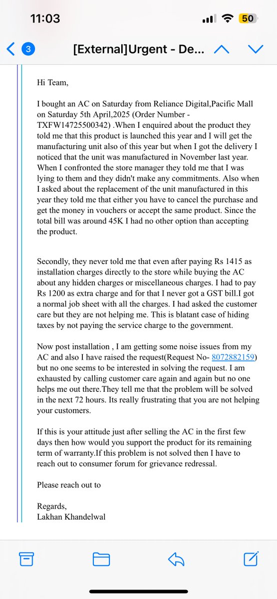 lakhan1995's tweet photo. @RelianceDigital  @MukeshDhiAmbani 
Brian Bade
I am continuously following up but nothing is happening.really pathetic servicess https://t.co/6TKBcYmhmN